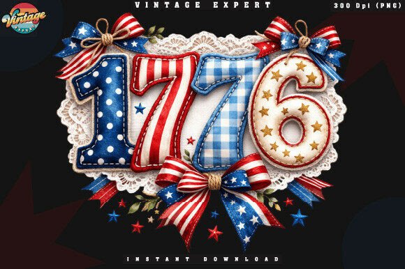 American Independence 1776 Patchwork PNG: Creative Patriotism