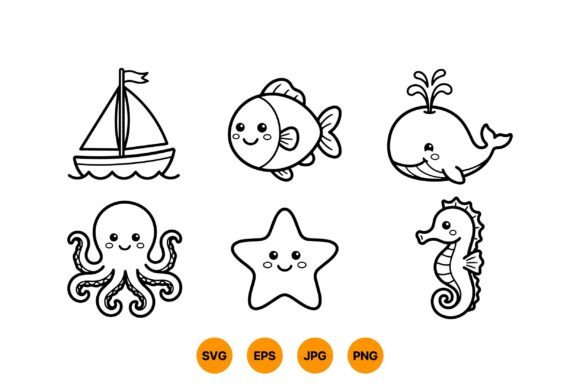 Cute Sea Animals Clipart Set: A Versatile Design Asset
