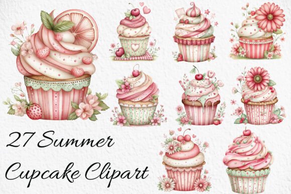 Summer Cupcake Clipart: A Sweet Design Asset