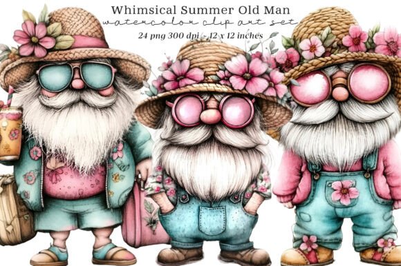 Whimsical Summer Old Man Clipart: Your Go-To for Charming Design